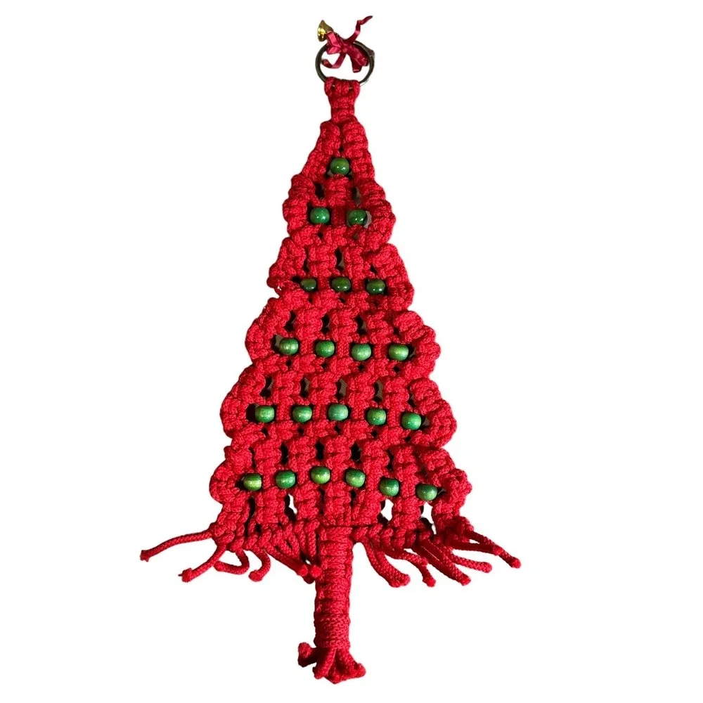 macrame Christmas tree‎ wall hanging Boho Vintage 70's